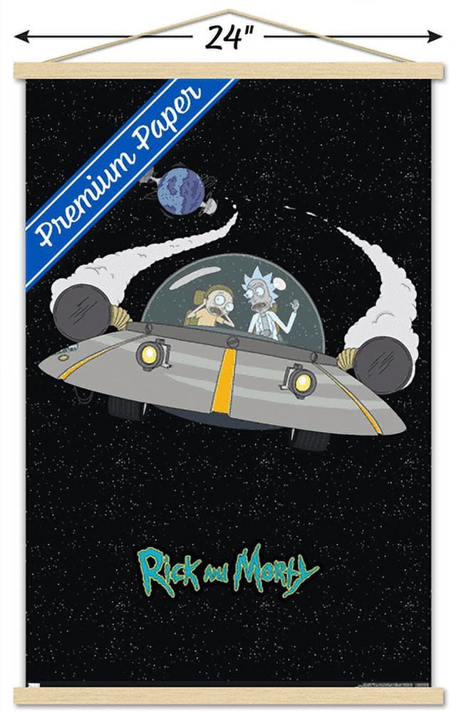 Rick And Morty - Space Wall Poster with Wooden Magnetic Frame, 22.375" x 34"