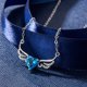 thumbnail image 4 of 1 pieza de ala de ángel, collar con colgante de corazón azul, cadena de clavícula, accesorio para el cuello (azul), 4 of 5
