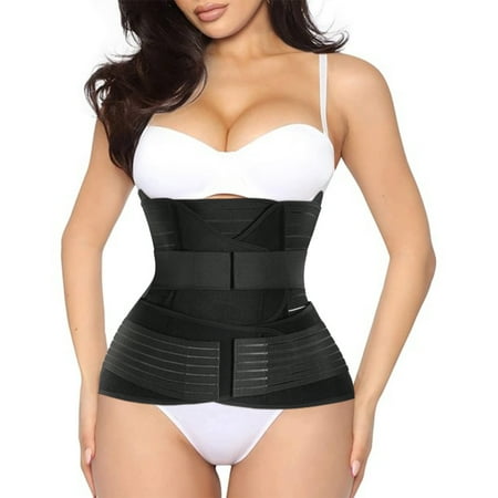 

Eleady C Section Maternity Belly Band Wrap 3 In 1 for Pregnancy Postpartum Waist Trainer Recovery Support Belt for Women(Black Large)