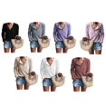 thumbnail image 1 of Shirts Womens V Neck Long Sleeve Button Down Tops Long Sleeve Stitching Jacket, 1 of 3
