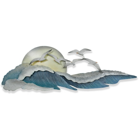 SEAGULLS ON WAVES METAL WALL ART
