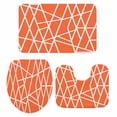 thumbnail image 2 of Modern Themed Bathroom Rugs Set Irregular Orange Shapes White Lines Pattern Non Slip Absorbent Soft Bath Mats 3 Piece Set with Bathroom Rug, U-Shaped Floor Mat, Toilet Seat Cover Large Size, 2 of 9