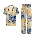thumbnail image 5 of TSOVTHRID Paint Splatter Print Pajama Set for Women Notch Collar Nightwear Soft Short Sleeve Loungewear with Long Pants Pjs Sets, Size M, 5 of 7