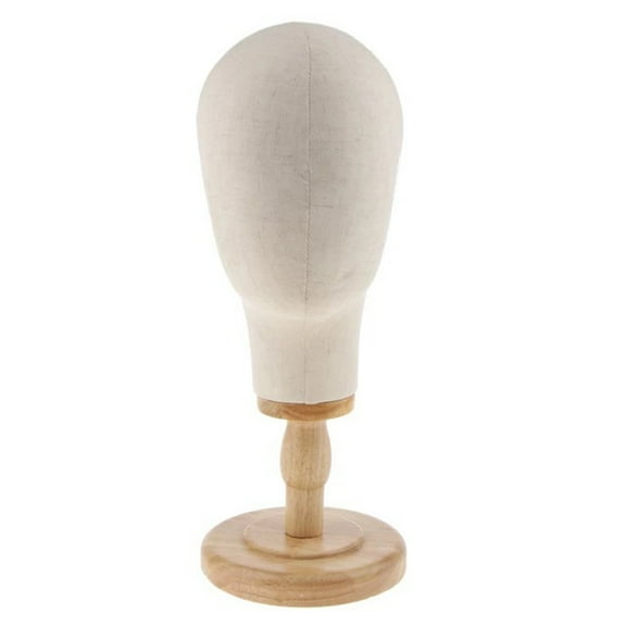 Linen Mannequin Head Hat Wig Accessories Display Head Mould With Solid Wood Base DIY Sewing Craft Supplies Fake Head Model
