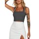 thumbnail image 2 of SAYOO - Camisola sexy de verano para mujer, color sólido, sin mangas, con cuello cuadrado SAYOO Moda, 2 of 9
