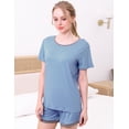 thumbnail image 3 of Doublju Women's Short Sleeve Round Neck Pajama Sleepwear 2 pcs Set (Plus Size Available), 3 of 3