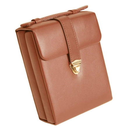 Royce Leather Travel Tan Genuine Leather Luxury Suede Lined Jewelry Case