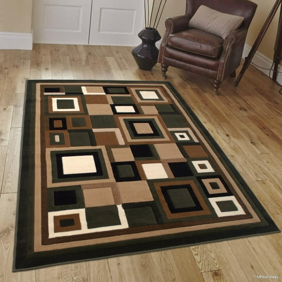 Allstar Rugs Allstar Abstract Shape Design Modern Rug Sage 5' 2"x7' 1" 5' x 8'