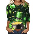 thumbnail image 2 of Fiudx Camisas de Mujer Blusa Holgada con Estampado de Pascua y Cuello Redondo Retro de Manga Tres Cuartos a La Moda para Mujer, 2 of 4