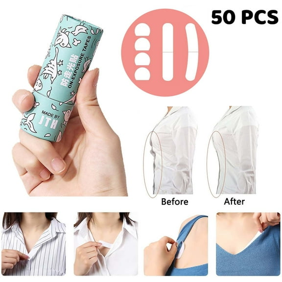 Double Sided Fashion Tape for Clothing | Invisible Non-Slip Garment Strips | PET Transparent 50 Pack | Secure Dress, Collar, Chest, Skirt, Shoulder, One-Shoulder, Strap | Strong Hold