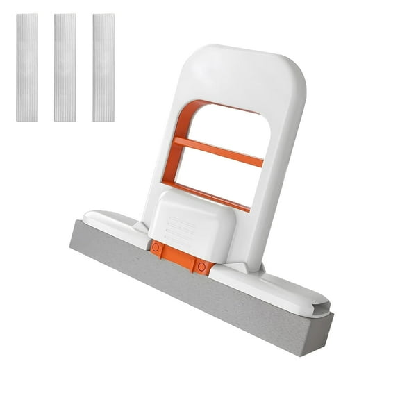 Mini Foldable Desktop Mop, 2025 New Portable Mini Cleaning Sponge Mop, Wet and Dry Use Cleaning System Small Cotton Mop Orange 1PCS