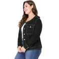 thumbnail image 4 of GRACE & GRANDEUR Women's Plus Jean Jacket Long Sleeves Collarless Denim Jacket, 4 of 4