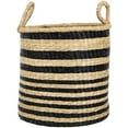 thumbnail image 3 of Northlight Set of 3 Khaki and Black Woven Seagrass Striped Storage Baskets with Handles 15.25", 3 of 6