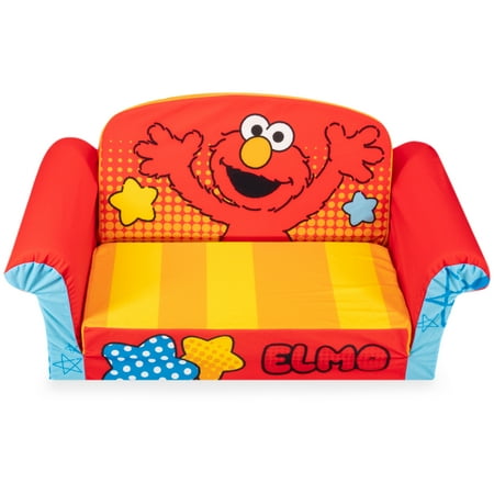 Marshmallow Furniture, Children's 2-in-1 Flip Open Foam Compressed Sofa, Sesame Street’s Elmo