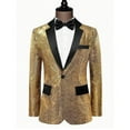 thumbnail image 7 of KHONTS Men's Sequin Blazer Tuxedo Party Prom Wedding Tuxedo One Button Jacket Gold L, 7 of 7