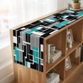 thumbnail image 6 of Table Runners 90 Inches Long Dress Scarves, Teal Blue Black Geometric Farmhouse Coffee/Dining/Kitchen Table Runner for Living Room, Modern Abstract Art Block 13x90 Inch, 6 of 9