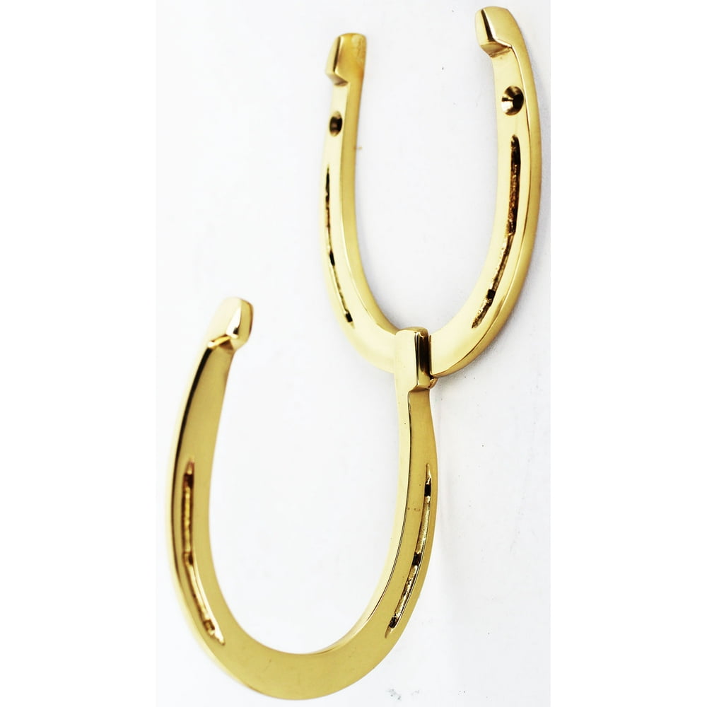 Horse Equestrian Double Horseshoe Home Decor Brass Wall Mount Hook