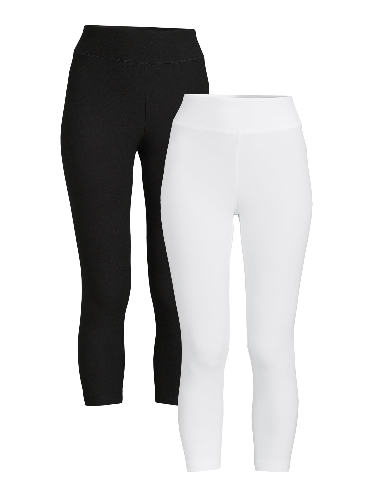 Time and Tru Women's High Rise Knit Capri Leggings, 2Pack