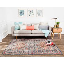 Jani  Calo Distressed Red Jute-blend Rug 6' Round Oriental, Medallion, Geometric 6' Square Entryway, Living Room, Dining Room Round Braided