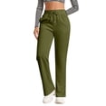 thumbnail image 2 of Women's Straight Leg Sweatpants Drawstring High Waist Sweat Pants Casual Solid Color Joggers Trousers with Pockets, 2 of 7