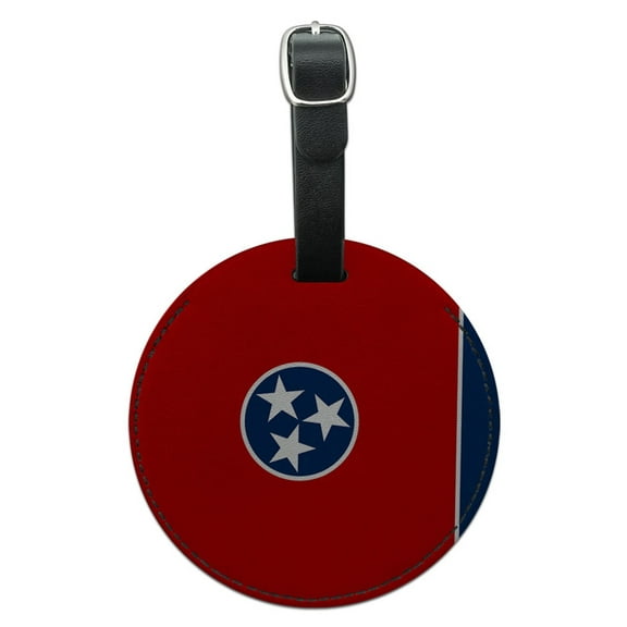 Graphics and More Tennessee State Flag Round Leather Luggage ID Bag Tag