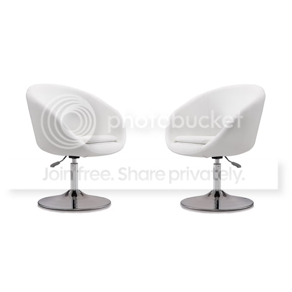 Hopper White and Polished Chrome Faux Leather Adjustable Height Chair (Set of 2)