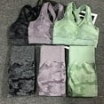 thumbnail image 3 of Women seamless camouflage yoga set fitness clothing sports wear gym leggings padded bra sports suits, 3 of 14