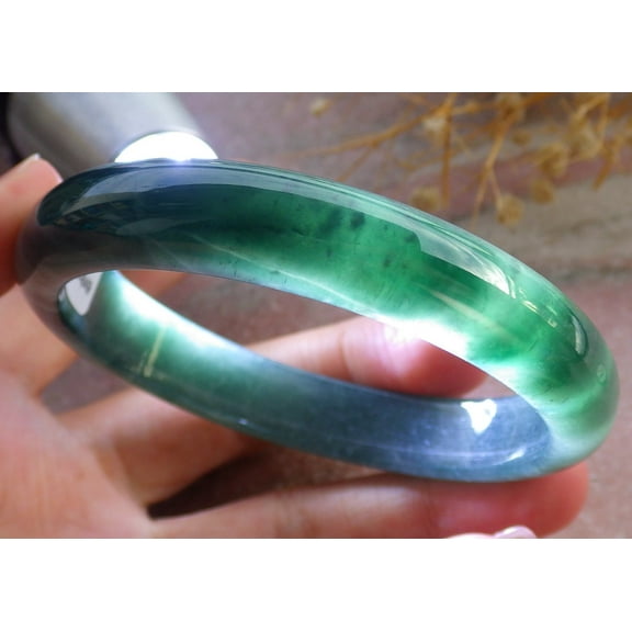 Icy Green Natural A JADE Jadeite Bangle Bracelet 59 mm 684181 TN