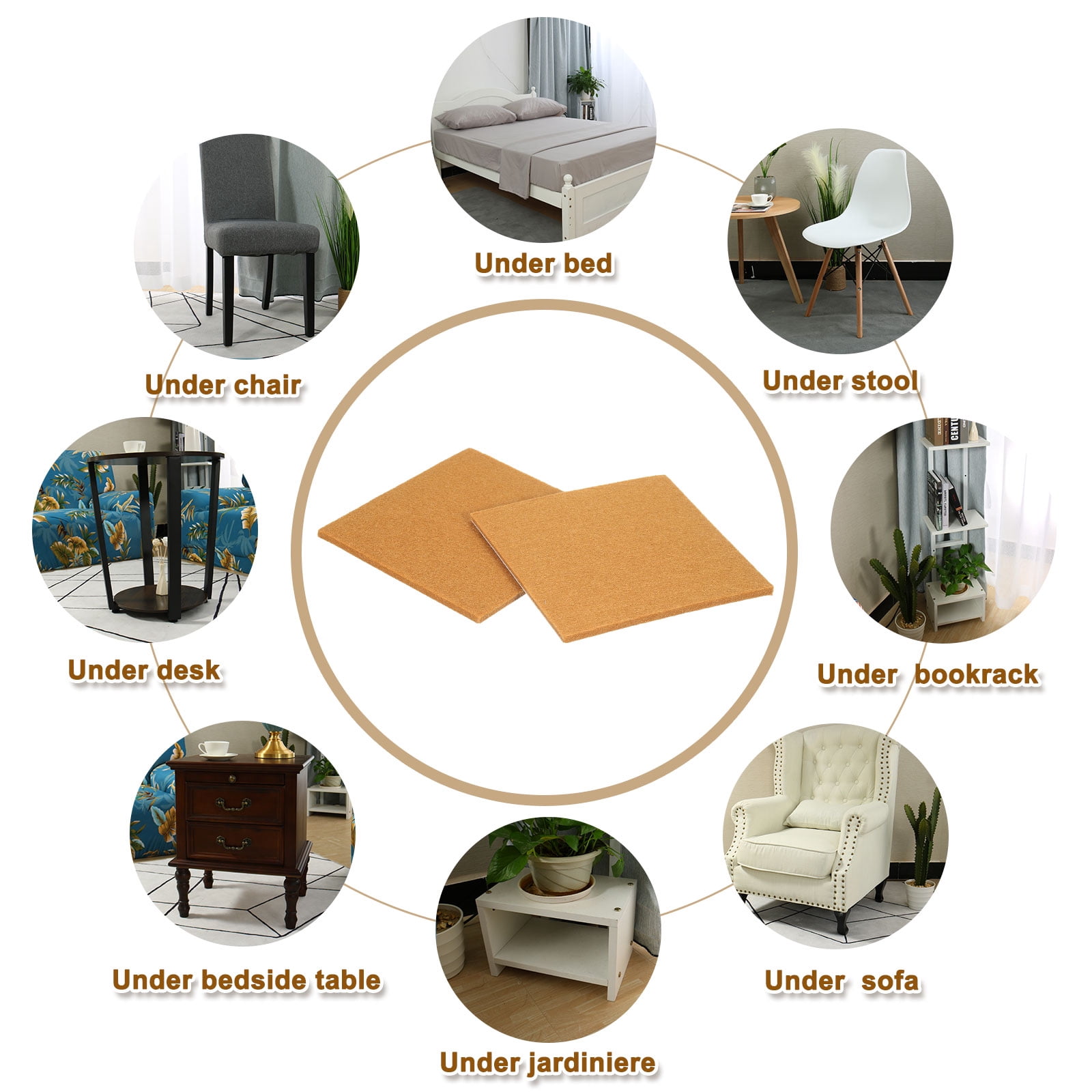 Felt Furniture Pads, 24Pack 5.12" x 5.12" Adhesive Backed Felt Non-slip Anti-scratch Chair Leg Protectors for Protecting Hardwood Floor, Light Brown