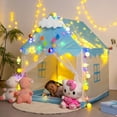 thumbnail image 6 of Soapow Large Kids Play Tent, Boys Girls Gifts Toy Game Playhouse, Indoor & Outdoor Secret Castle Fairy Tent with Ball String Lights, Flags, White Cloud, Easy Assembly (Blue), 6 of 12