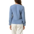 thumbnail image 3 of MODA NOVA Juniors V Neck Long Sleeves Button Down Contrast Color Chiffon Shirt Dusty Blue XL, 3 of 6