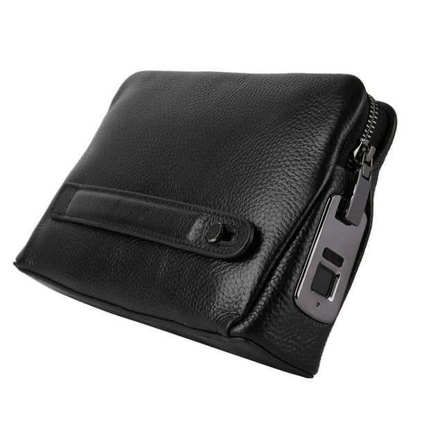 Billetera Inteligente Cartera Inteligente para Hombre con Huella Digital Bolso de Cuero antirrobo de Seguridad con Cremallera para Regalo cargador portatil inteligente Spptty Como se muestra en la des...