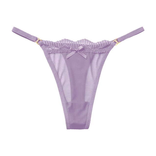 Aayomet Culotte Femme Taille Basse Ultra Fine en Maille Transparente (Violet, m)