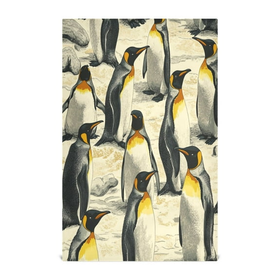 WOBOGO King Penguin Kitchen Towel 1 Piece Large Cotton Dishcloth Premium Absorbency Set with Hanging Loop