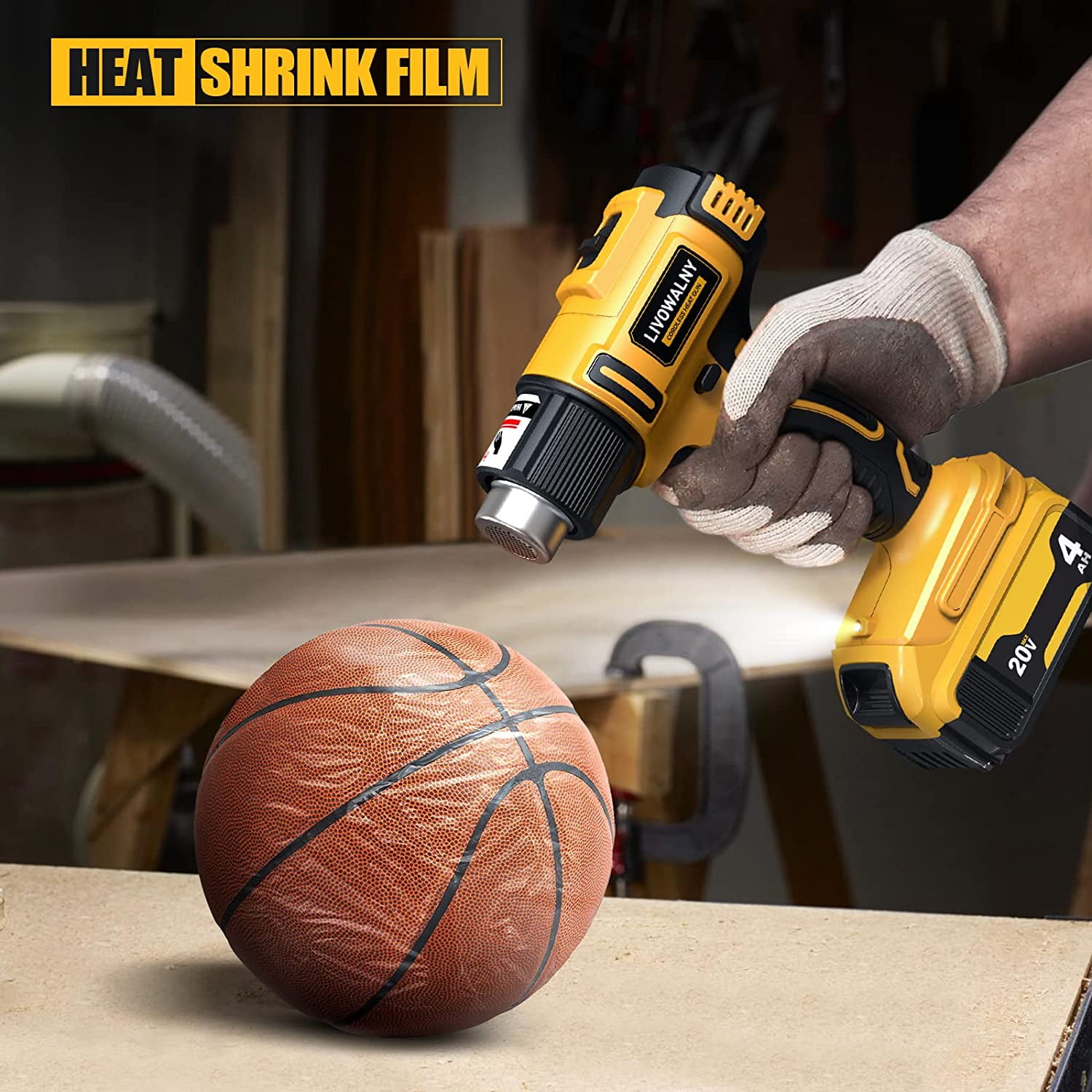 Ecarke Digital Display Cordless Heat Gun Hot Heating Equipment for Dewalt DCE530B 20V Max (Tool Only）