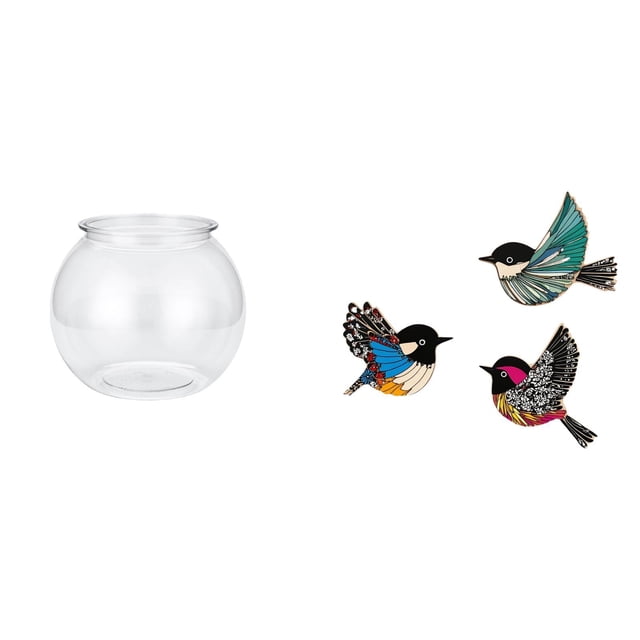 Acuario de escritorio,Pecera pequeña transparente,pecera,jarrón,mesa,Tanque de peces Contenedor de acuario transparente Hogar,Pájaro para colgar en la pared,Arte de pared de pájaros de