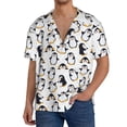 thumbnail image 1 of Fotbe whiter cute penguin Camisa Estampada de Manga Corta para Hombre, Casual de Verano, Estilo Playero, Sin Arrugas-Small, 1 of 5