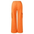 thumbnail image 6 of YDKZYMD Petite Cargo Pants For Women High Waisted Summer Trendy Loose Lightweight Joggers Pants Elastic Straight Leg with Pocket Casual Baggy Pants Orange M, 6 of 7