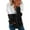 Black, variant on Women Casual Solid Zipper Splicing Loose Hooded Long Sleeve V-Neck Tops