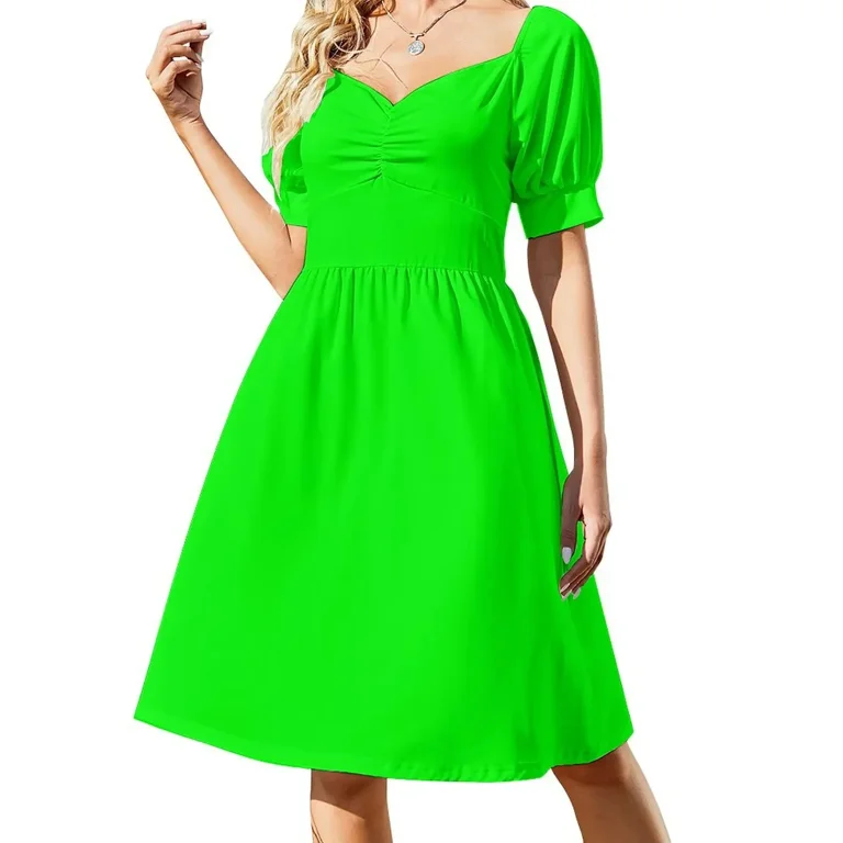 xiaoou Neon Fluorescent Green Sleeveless dress chic and elegant woman dress Beachwear bandage dress Clothing female, Women's, Size: 4XL