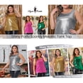 thumbnail image 3 of Agnes Orinda Blusas de Talla Grande para Mujeres, Sin Mangas, Cuello Redondo, Ropa de Fiesta y Club, Top Metálico Brillante Holográfico 2X Plata, 3 of 8