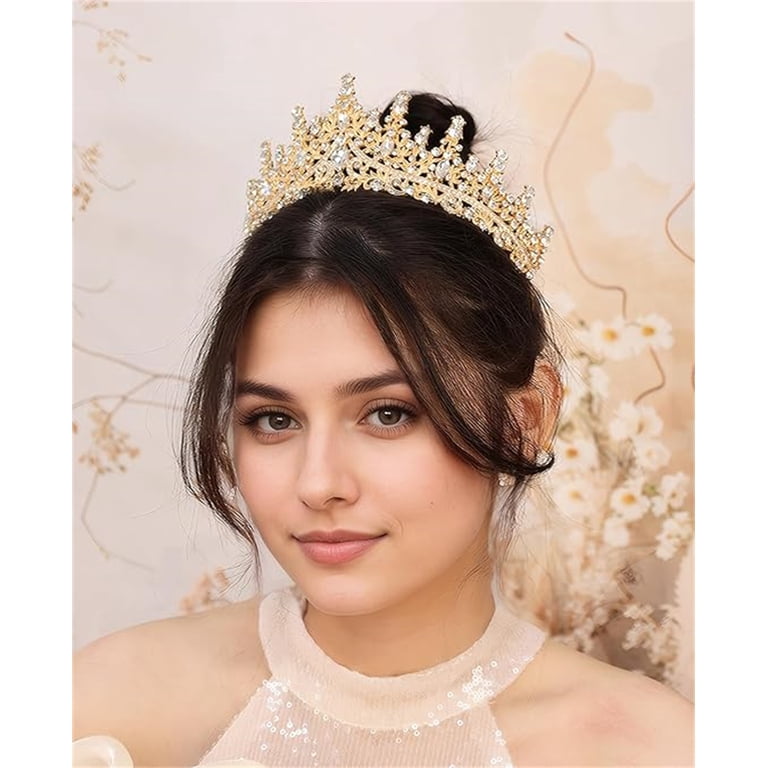 gold dress up tiara Amazon.com: Exacoo Gold Tiara Wedding Tiaras and Crowns for Women,Rhinestone Queen Women Princess Crown Birthday Headbands Prom Bridal Party Halloween Costume Christmas Gifts