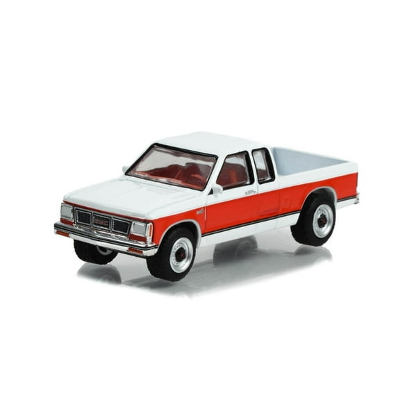 1984 GMC S-15 Sierra Classic 4x4, Frost White /Red - Greenlight 35250B - 1/64 Scale Diecast Car