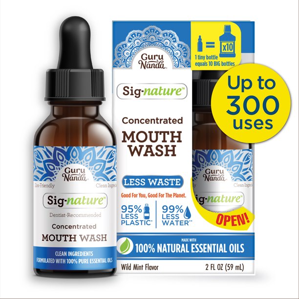 GuruNanda Concentrated Mouthwash Travel Size Wild Mint, 2 fl. oz