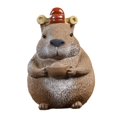 thumbnail image 2 of Figura de carpincho de arcilla para mascota de té, adorno decorativo en miniatura para mesa, estatua de animal para salón de té, escritorio, estante,, 2 of 9