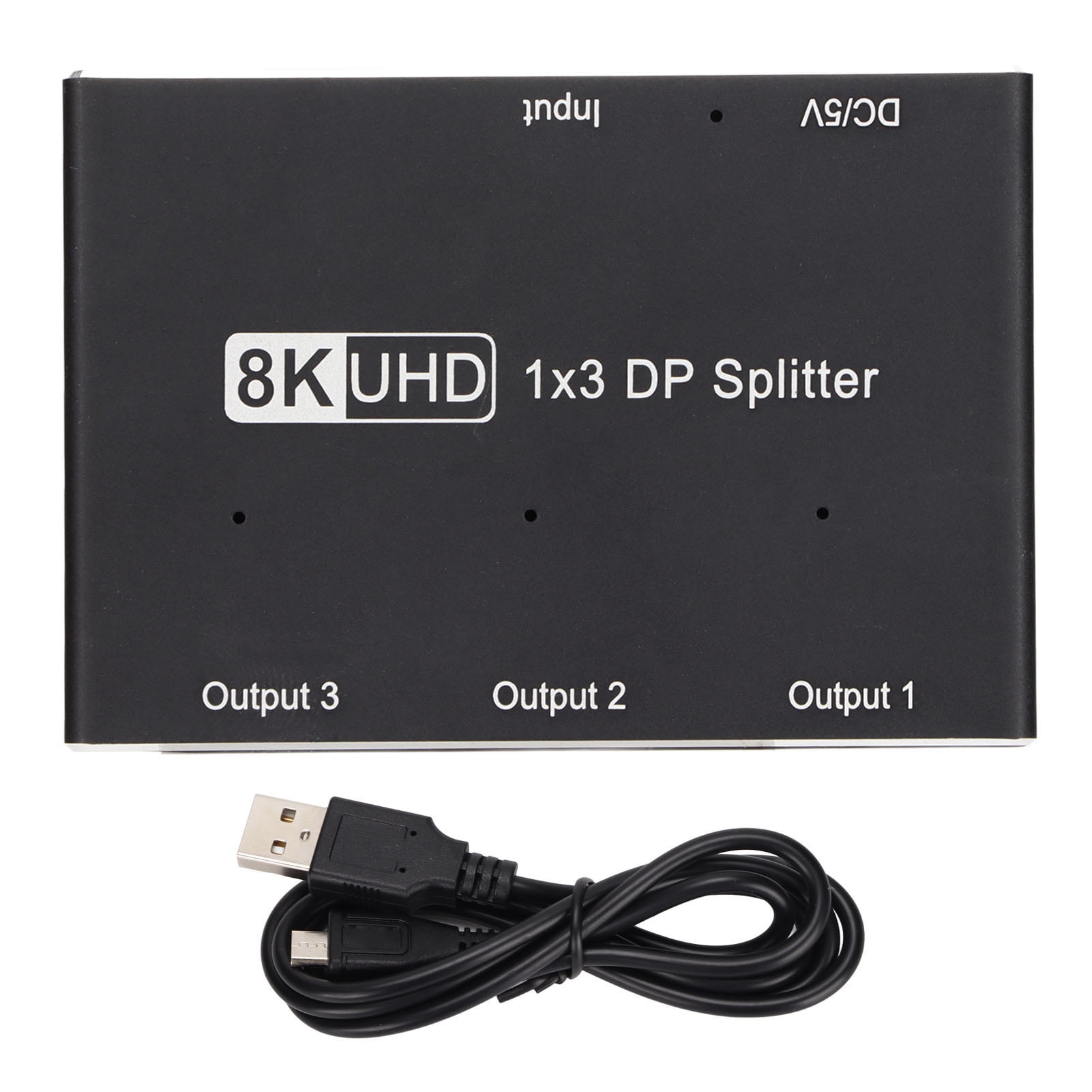 Splitter DisplayPort 1 Ingresso 3 Uscite 8K 30Hz 4K 144Hz, Hub MST SST, Mirror O Schermo Esteso, Per Home Theater Scuola Hotel, Alimentazione USB - 3