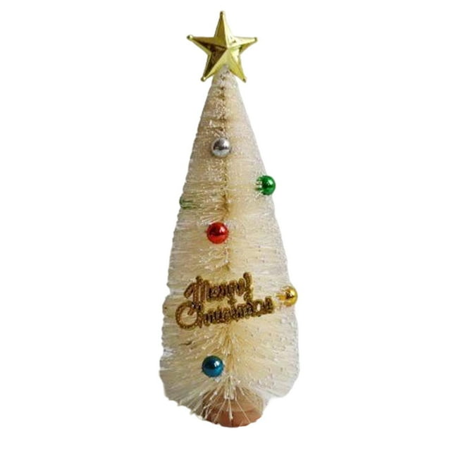 Mini de Navidad, decoración navideña, de Navidad artificial, pequeño de cepillo de botella para decoración festiva del hogar Beige 16 cm