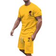 thumbnail image 1 of Costumes pour Hommes Ensemble de Sport d'Été 2024 Grande Taille Manches Courtes Col Rond Décontracté Petit Imprimé Noix de Coco, 1 of 4