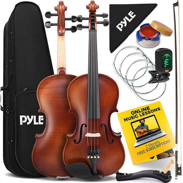 Pyle Premium Solid Wood Full Size Violin Kit, 4/4 Violin Starter with Travel Case & Bow - Walmart.com