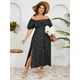 thumbnail image 5 of Vestido de verano de talla grande SCOMCHIC negro con estampado floral para mujer, 5 of 6